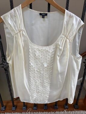 Talbots Silk Cream Petal-Front Sleeveless Scoop Neck with Camisole